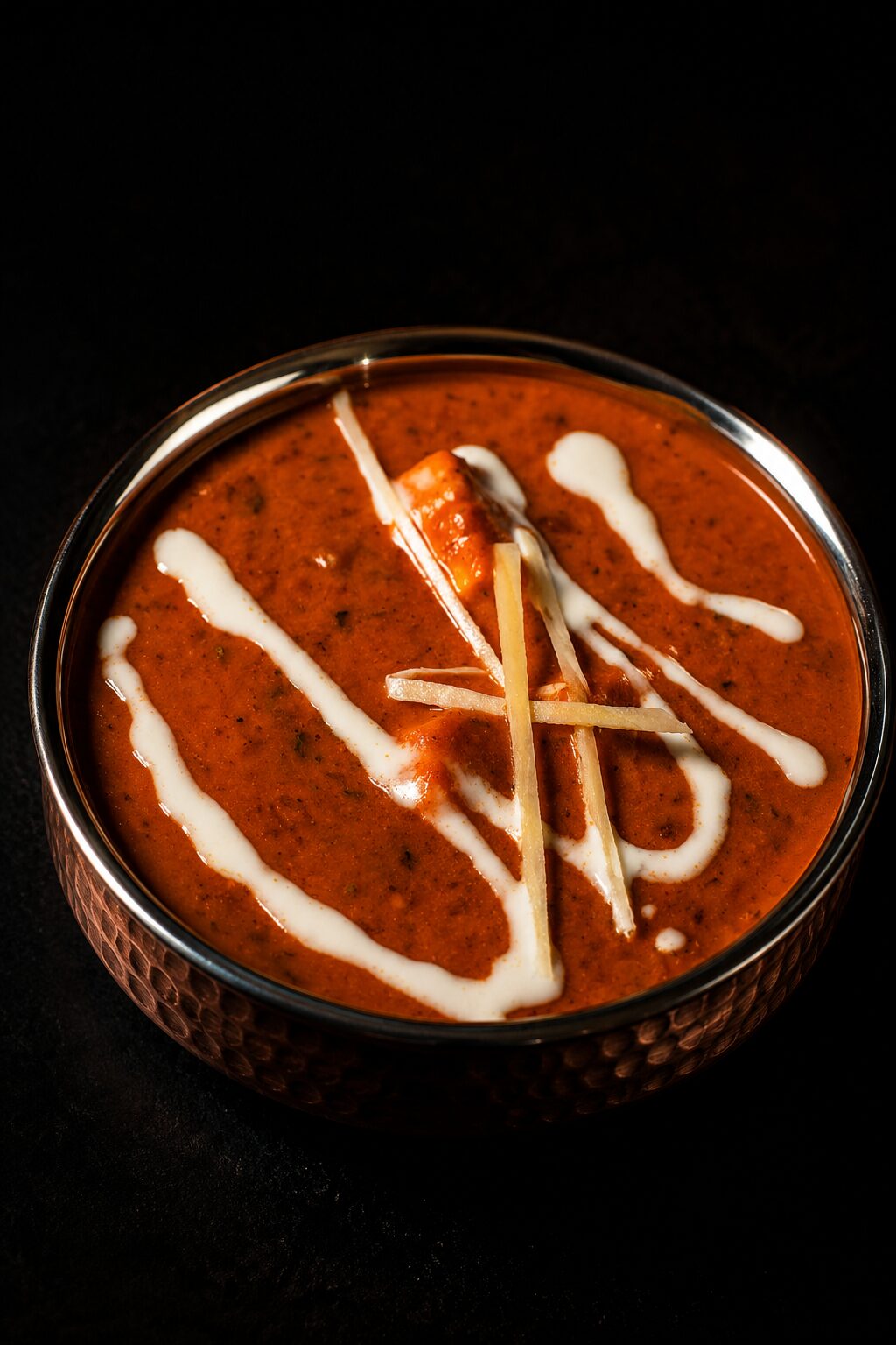 Cremiges Butter Chicken mit zartem Hähnchen in einer aromatischen Tomaten-Sahne-Sauce im Shiva's Garden Indian Restaurant in Villingen-Schwenningen.